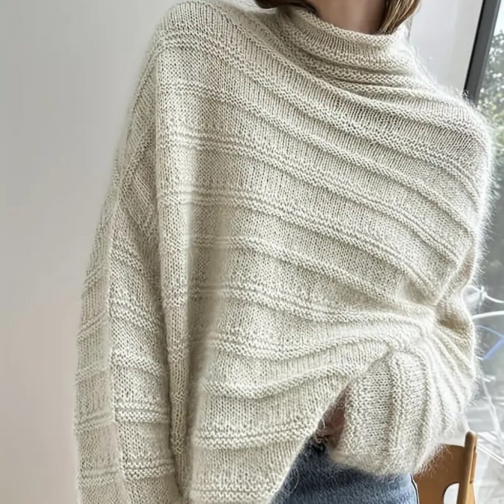 Cream Beige Knit Pullover Sweater - Picture 2 of 5